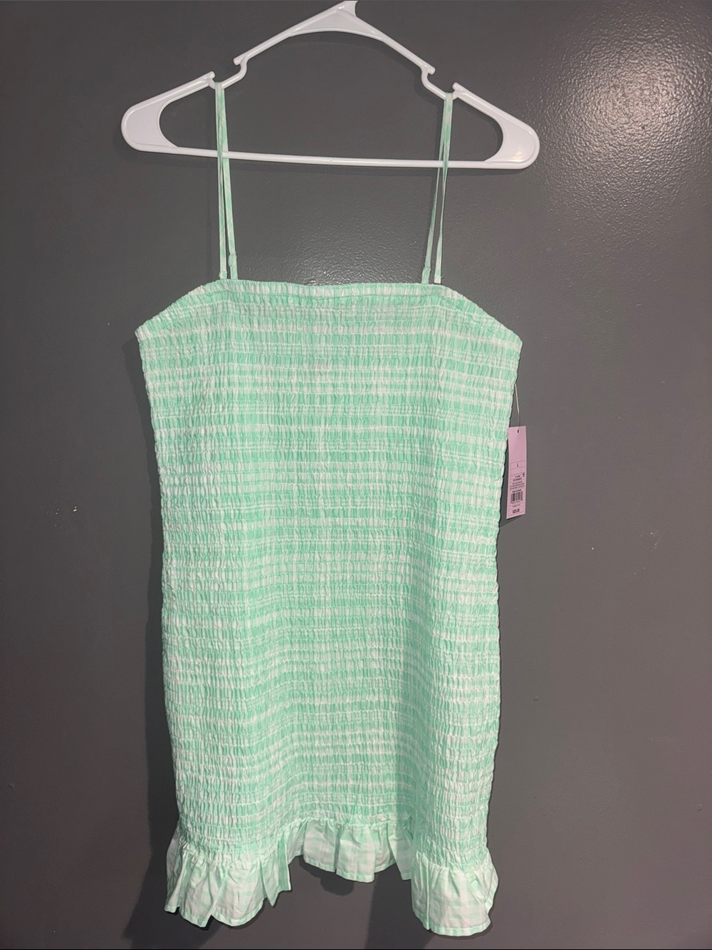 wild fable Mint Green Smocked Ruffle-Hem Mini Dress